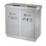 雙筒立式室內不銹鋼分類垃圾箱