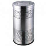 不銹鋼圓形翻蓋沖孔垃圾桶