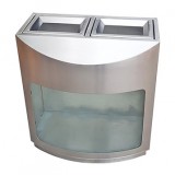 室內地鐵站透明兩連體不銹鋼分類垃圾桶