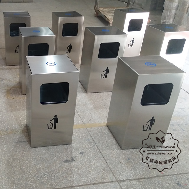 方形不銹鋼單桶果皮箱圖片003