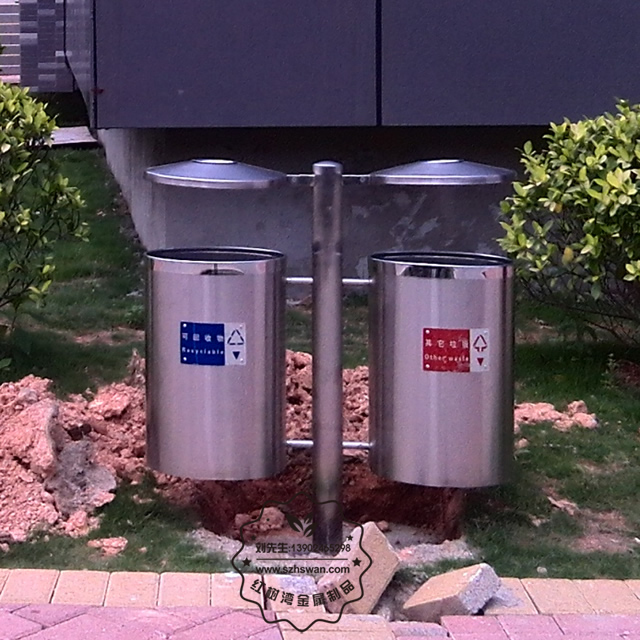 戶外不銹鋼分類垃圾桶圖片002