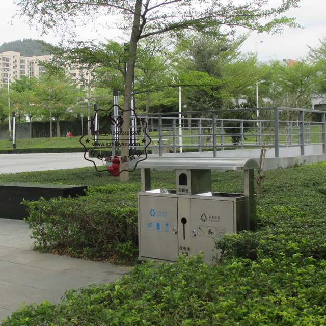 戶外不銹鋼分類垃圾箱圖片002