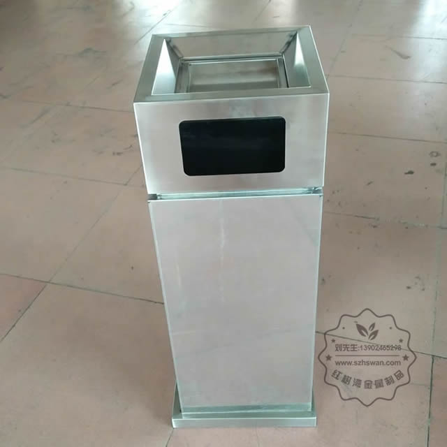 室內(nèi)電鍍仿大理石方形不銹鋼垃圾桶圖片004