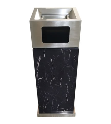 室內(nèi)電鍍仿大理石方形不銹鋼垃圾桶主圖