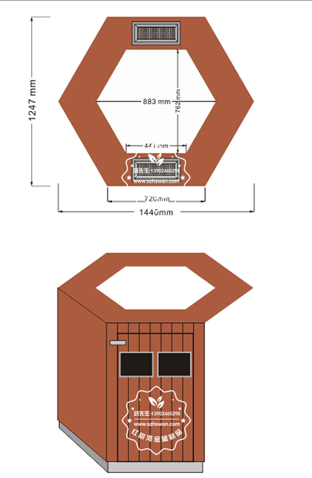 鋼木垃圾箱制造生產圖紙