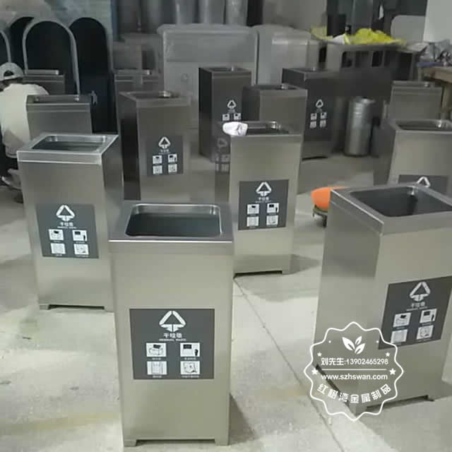 室內立式干垃圾不銹鋼垃圾桶圖片02