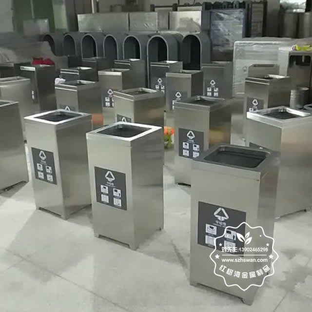 室內立式干垃圾不銹鋼垃圾桶圖片03