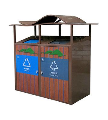 深圳梧桐山景區轉木紋不銹鋼分類垃圾桶