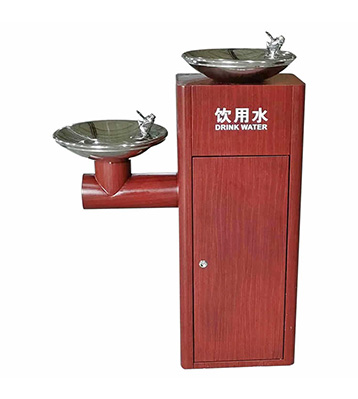 戶外景區公共轉木紋胡桃色不銹鋼飲水機