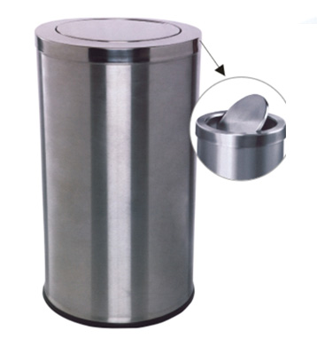 不銹鋼圓形翻蓋垃圾桶主圖